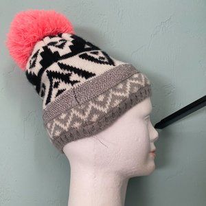 Target Girls Geo PomPom Winter Beanie Hat w Sequin